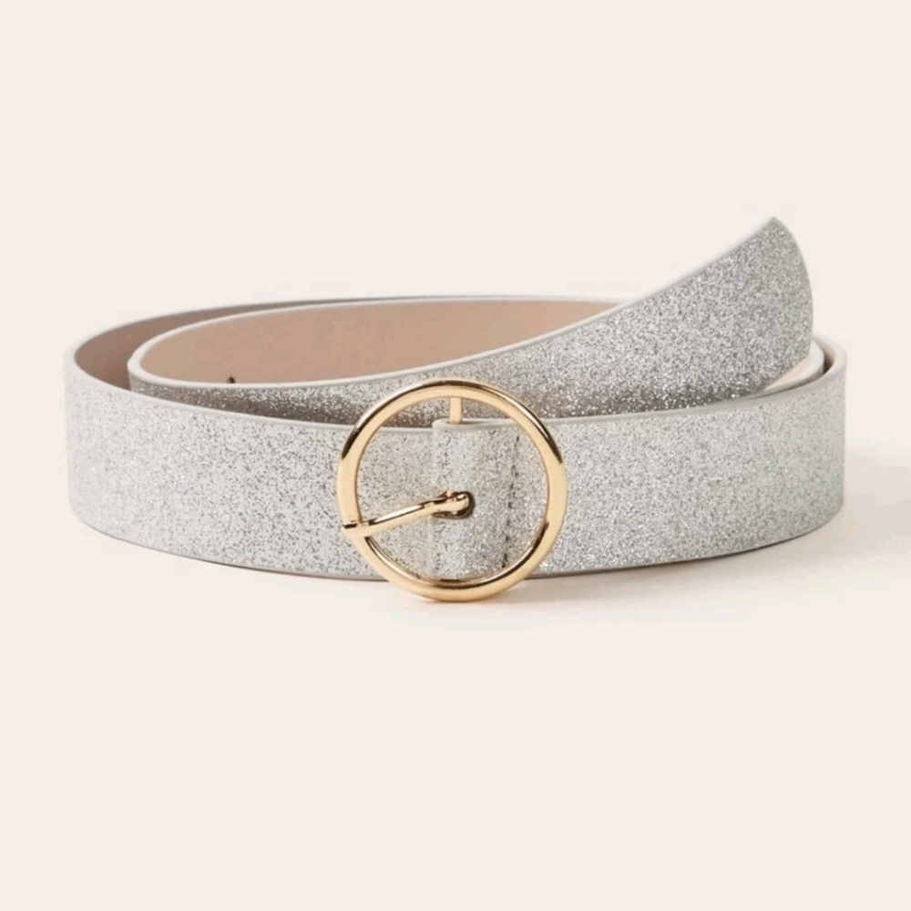 Silver Glitter O-Ring Belt
